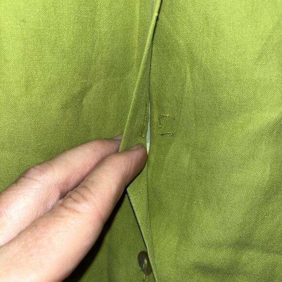 Ann Carson Silk Linen Green Embroidered Floral Tank L Buttons Ethereal Spring - Picture 4 of 10